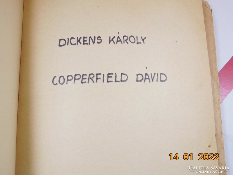 Károly Dickens Charles Dickens: Dávid Copperfield, antique book