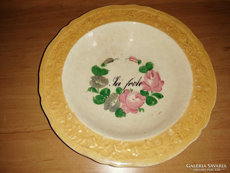 Antique Italian capodimonte porcelain plate with lei frolo inscription dia. 23.5 cm (3p)