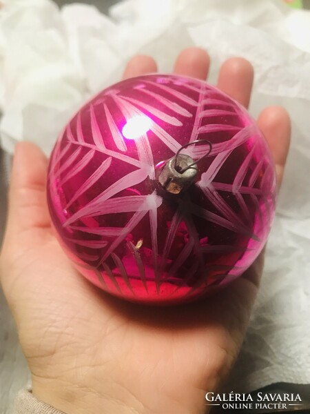 Retro glass Christmas tree decoration, snowflake sphere