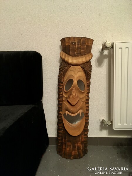 Wooden carved face mask, 85 cm