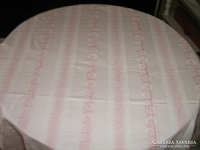 Beautiful vintage pink huge damask tablecloth