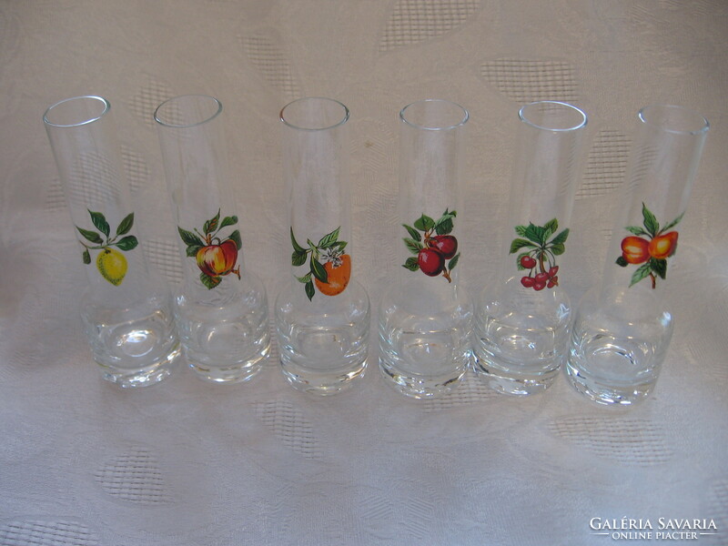 Brandy glass with fruit pattern whistle set marked