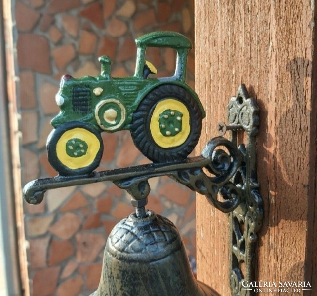 Öntöttvas traktoros John Deere traktor csengő  kolomp harang, ajtòdísz