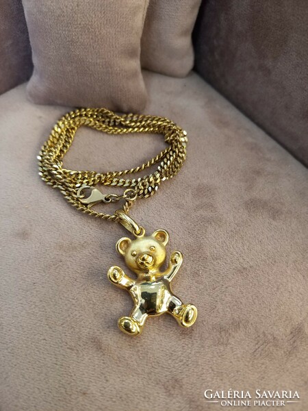 Gold-plated silver teddy bear necklace