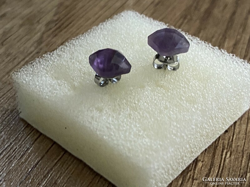 Faceted amethyst earrings - with steel fittings