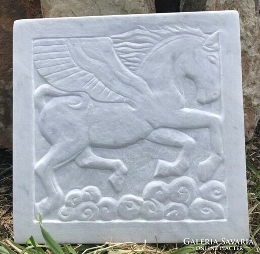 Pegasus stone relief made of Carrara marble