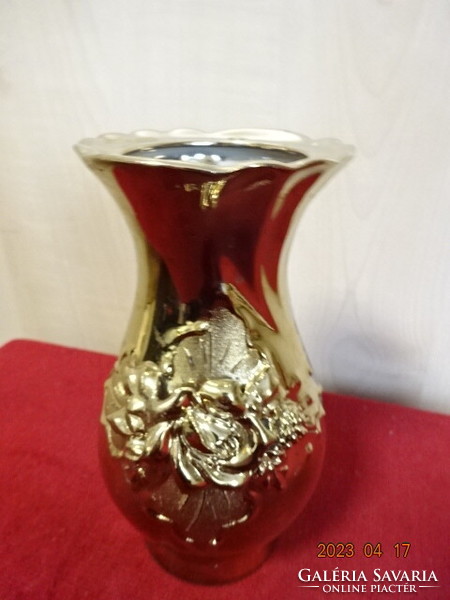 Romanian porcelain, gilded vase, height 16 cm. Jokai.