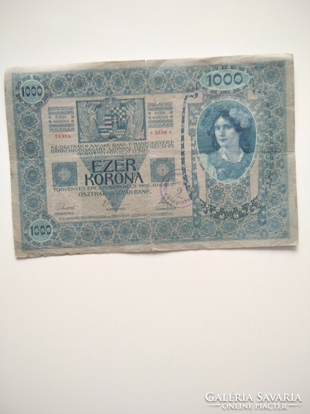 1000 korona 1902 Horvát bélyegzéssel