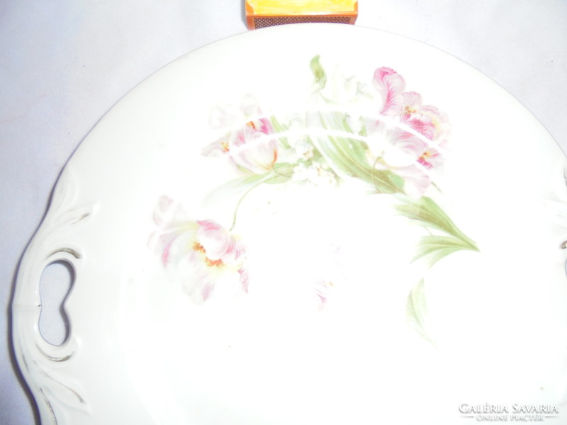 Old porcelain tulip serving plate, cake - marked