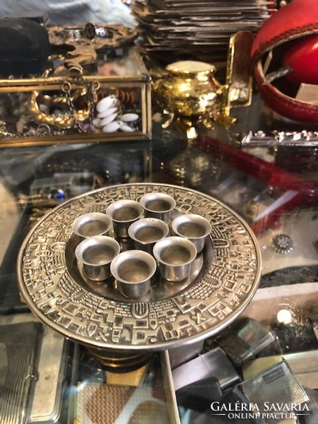 Oil holder set, made of metal, Judaica, 12 cm in diameter.