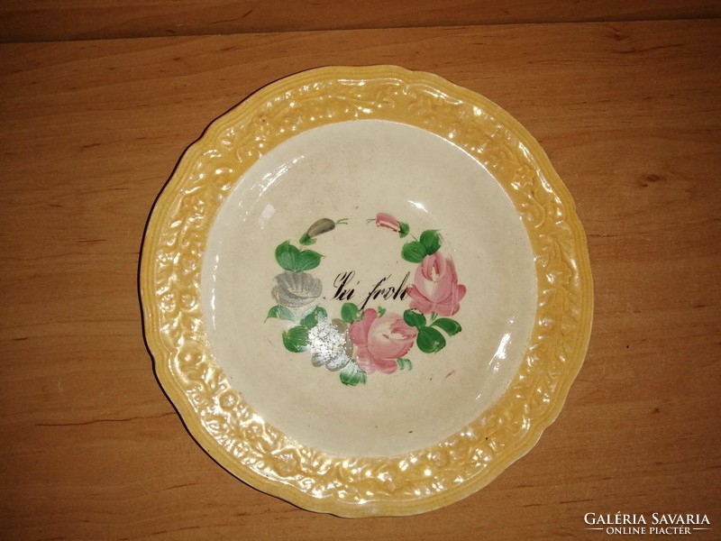 Antique Italian capodimonte porcelain plate with lei frolo inscription dia. 23.5 cm (3p)