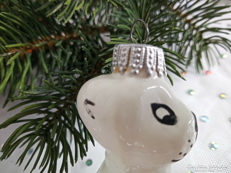 Old glass dog Christmas tree ornament 6.5cm