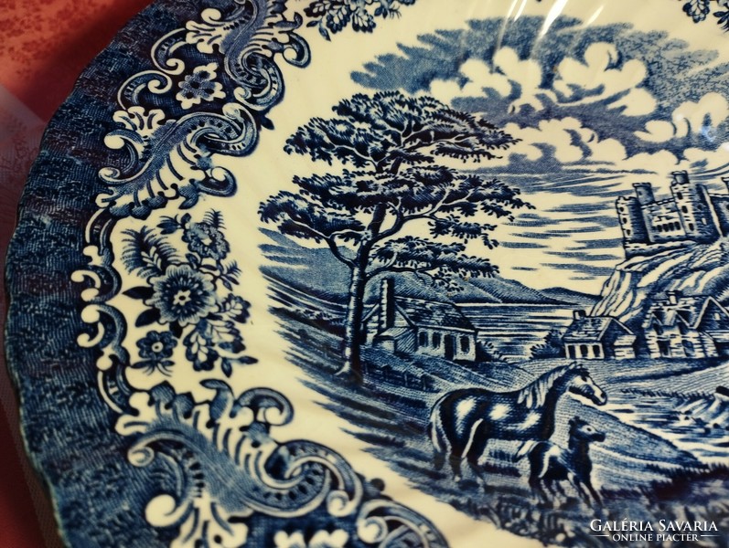 English scene porcelain deep plate, 3 pcs.