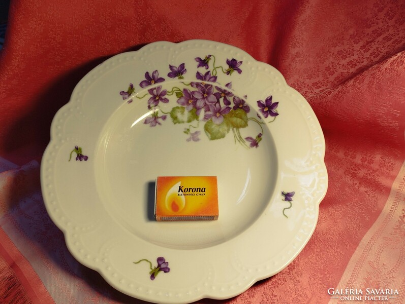 Zsolnay violet-patterned porcelain deep plate