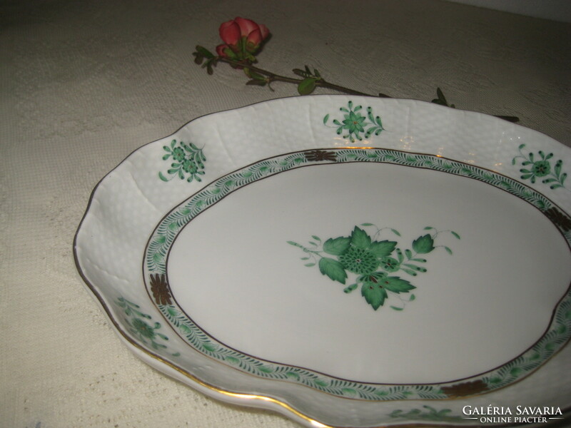 Herend, green Appony pattern, marked 1956, oval bowl 26.5 x 21 cm