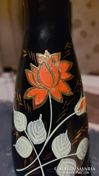 Hand-painted glass vase 18cm on sale