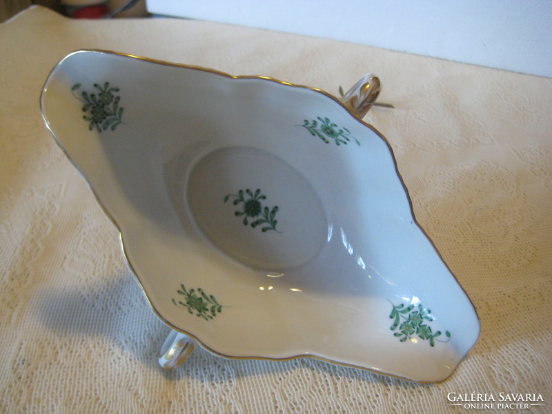 Herend, green Appony pattern, marked 1956, sauce bowl 24 x 17 x 9 cm