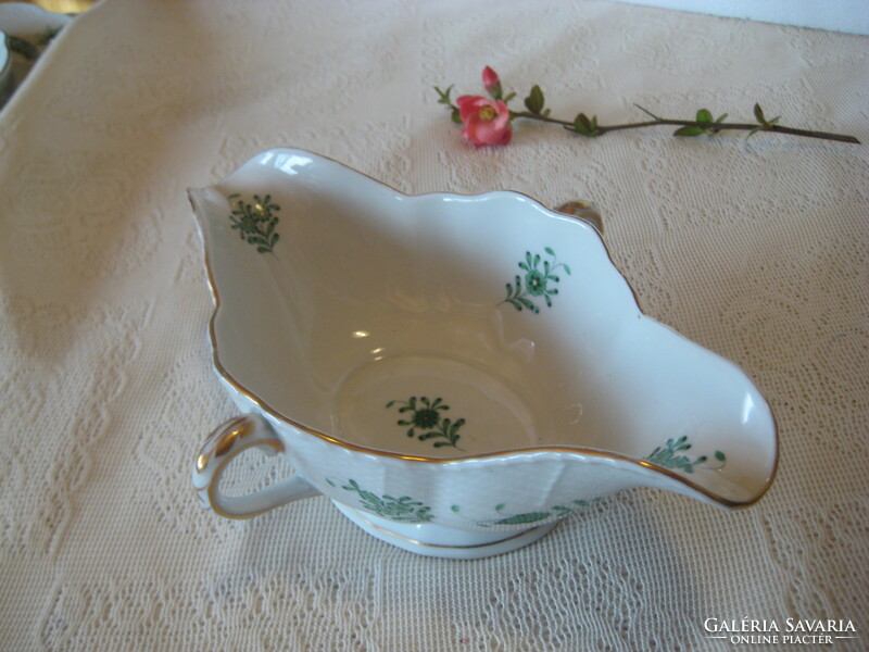 Herend, green Appony pattern, marked 1956, sauce bowl 24 x 17 x 9 cm