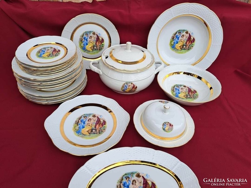 Beautiful thun scene 24-piece czechoslovakia dinnerware plate soup bowl scone serving