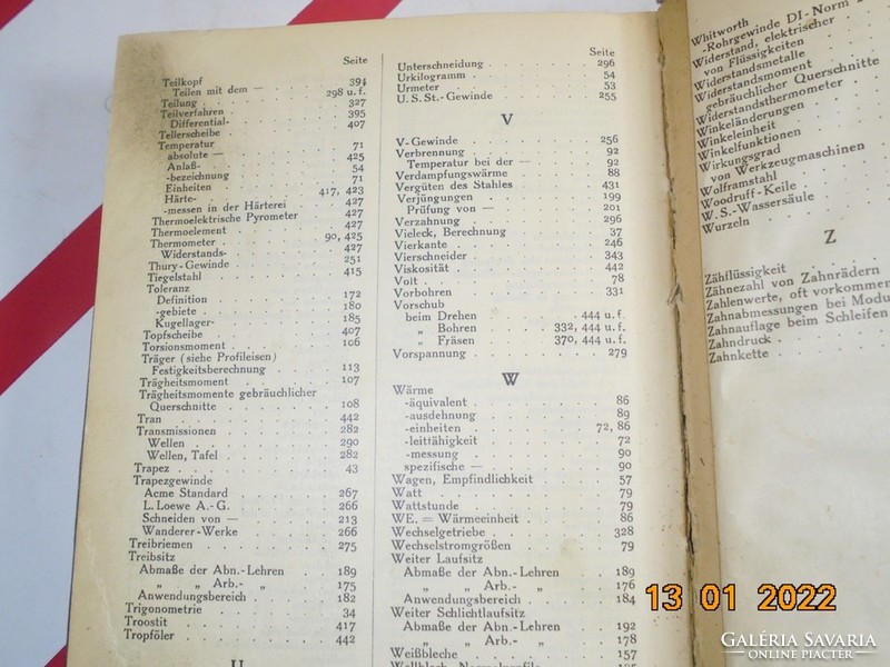 Technisches Hilfscbuch, német technikai könyv, antik 1923-as kiadás, Budapest Teréz körút 46. képpel