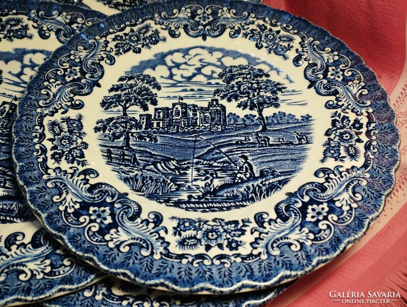 6 Pcs. English scenic porcelain cookie plate.
