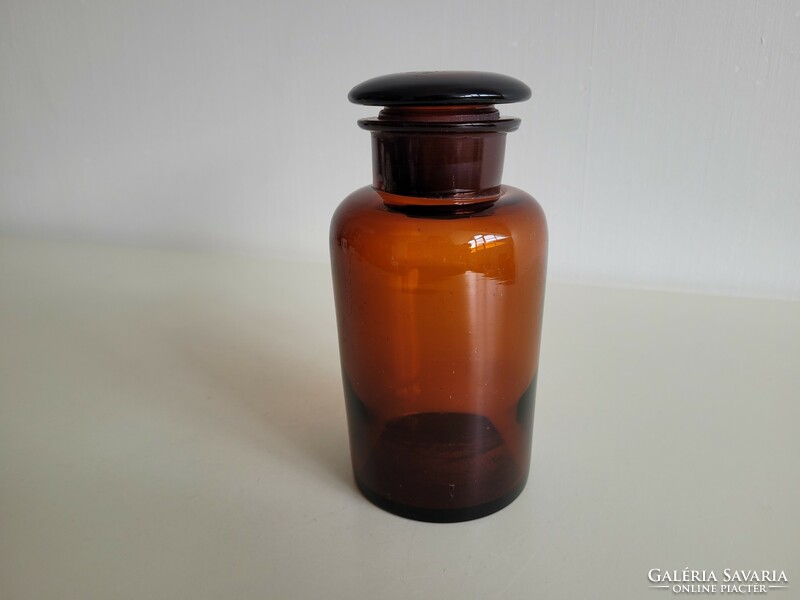 Régi patikai barna dugós üveg patikaüveg gyógyszertári palack
