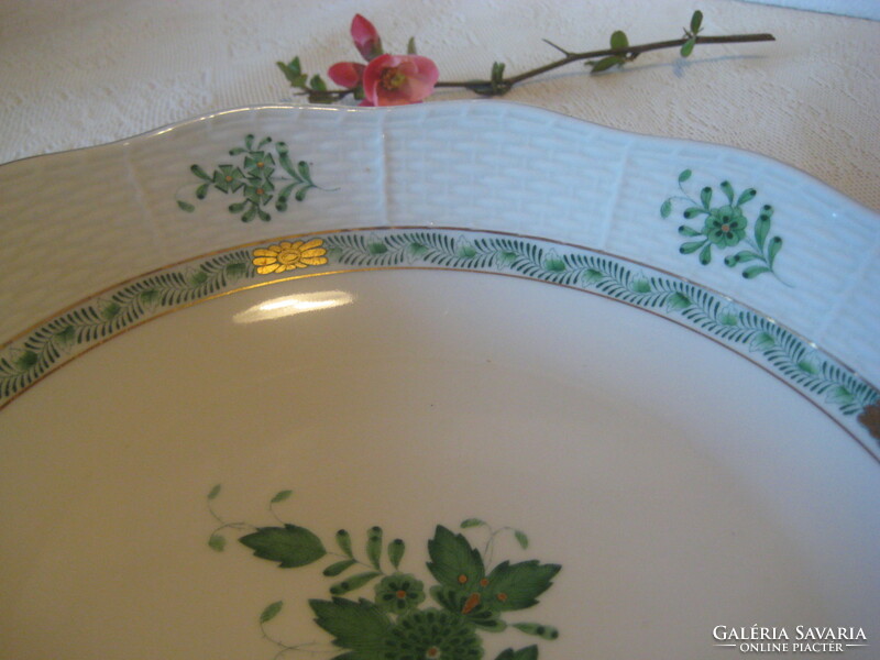 Herend, green Appony pattern, ash-shaped bowl 25.5 cm