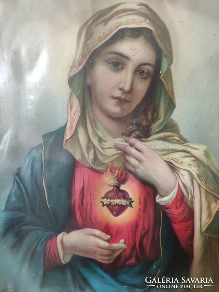Virgin Mary, old colored lithograph