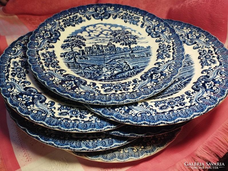 6 Pcs. English scenic porcelain cookie plate.