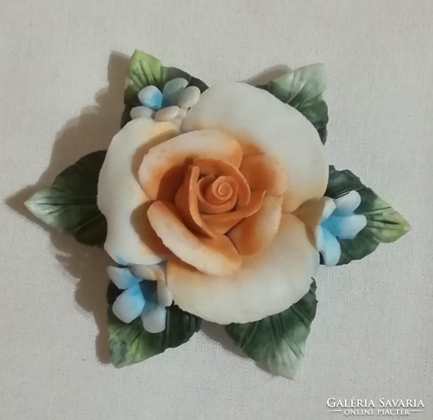 Handmade porcelain rose with magnet, souvenir, fridge magnet. 5 Cm.