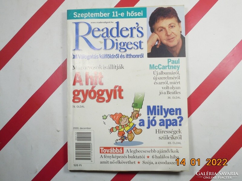 Régi retro Reader's Digest Válogatás újság magazin 2001. december - Ajándékba születésnapra