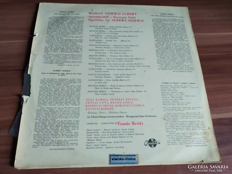Szirmai Albert: Egyveleg Medley, Ének: Ágay Karola, Petress Zsuzsa, Rátonyi Róbert és mások, 1967,