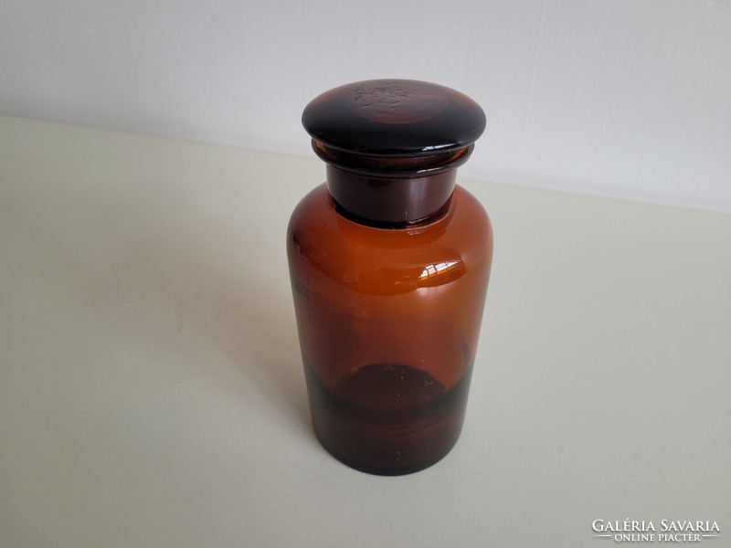 Old apothecary brown corked glass apothecary glass pharmacy bottle