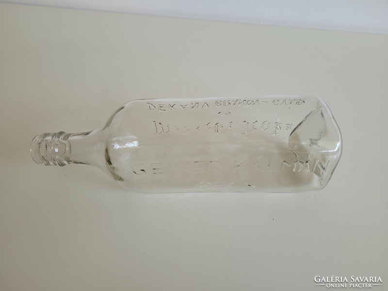 Old Mecsek drink and dekány brandy factory Geiger Kálmán Pécs glass conical bottom glass bottle