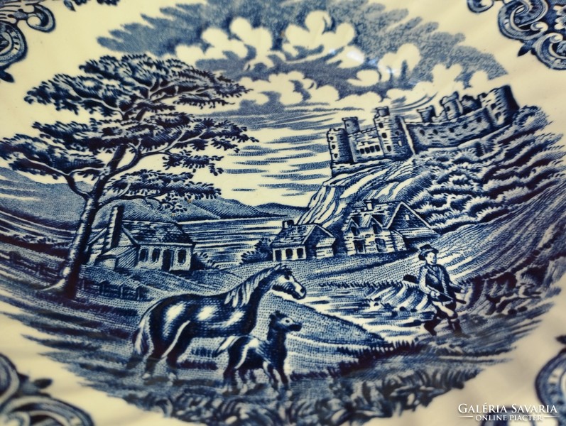 English scene porcelain deep plate, 3 pcs.