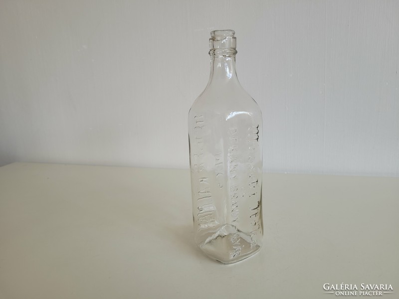 Old Mecsek drink and dekány brandy factory Geiger Kálmán Pécs glass conical bottom glass bottle