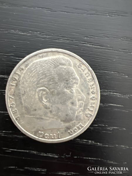 Germany paul von hindenburg (1847-1934) silver 5 imperial marks 1936 e