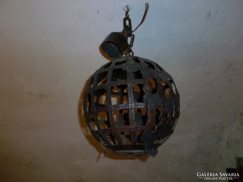 Antique copper ball chandelier