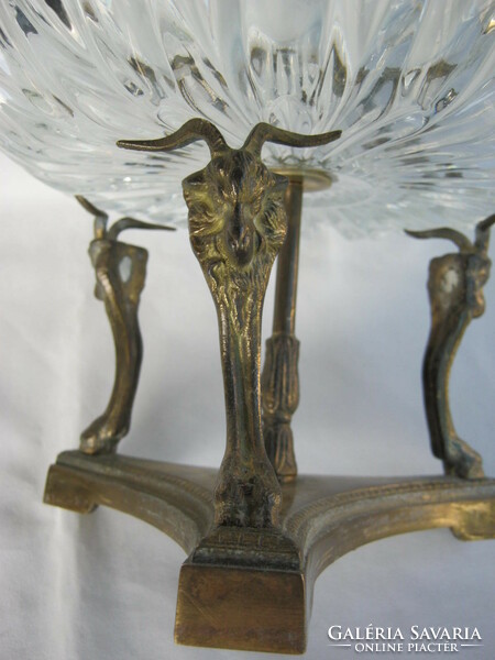 Art nouveau-style copper and glass centerpiece serving bowl