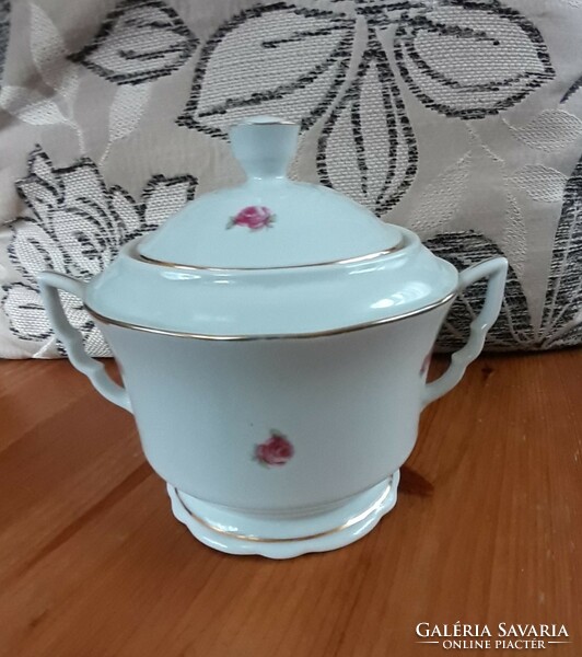 Zsolnay small rose pattern sugar bowl with leprechaun ears