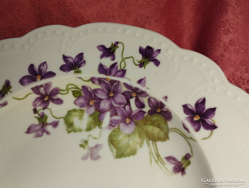 Zsolnay violet-patterned porcelain deep plate
