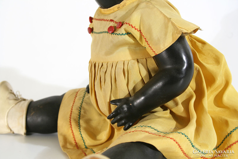 Antique 1930. Keramisches werk sleeping black doll kw 134 12/0 flirty eyes 43cm 17