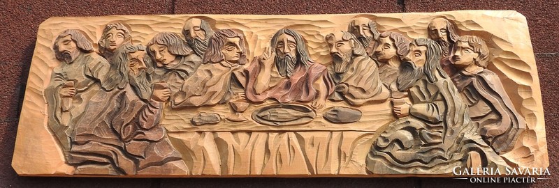 JANUSZ TRZECLAK SZobrászművész fa fali szobor kompozíció _ Az utolsó vacsora