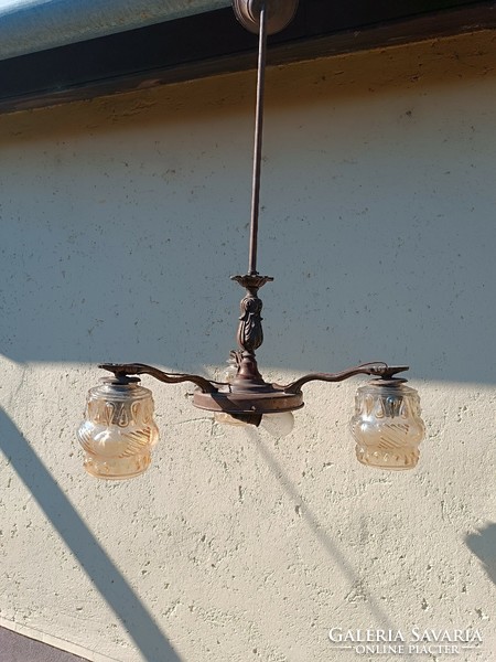 3-branch red copper chandelier