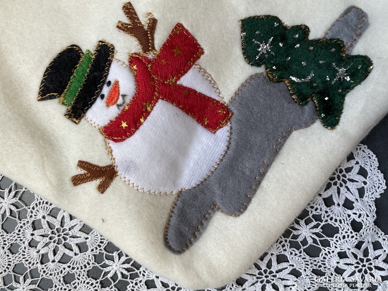 1 Christmas textile appliqué fil boots, fireplace socks - new