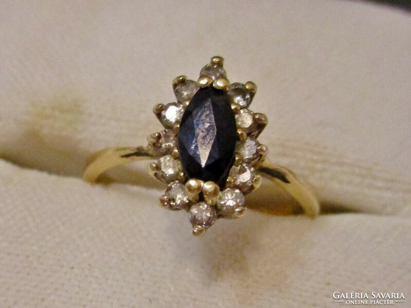 Beautiful antique 0.3ct diamond and 0.4ct sapphire gold ring