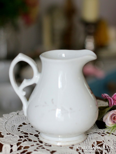 Antik porcelán, kézzel festett kiöntő, bájos, romantikus rózsákkal