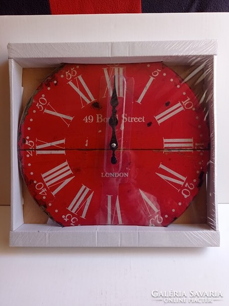 Red London design glass wall clock