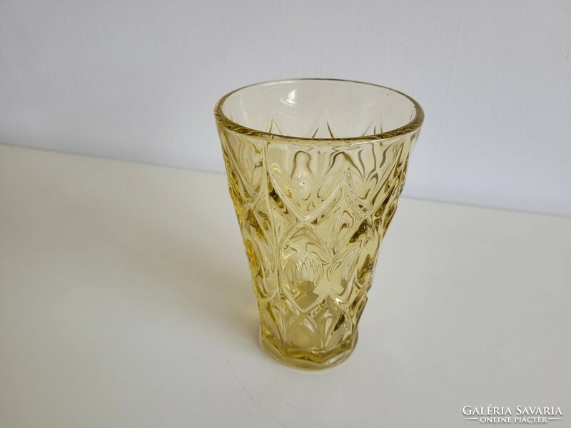 Retro glass vase yellow vintage old vase 20 cm