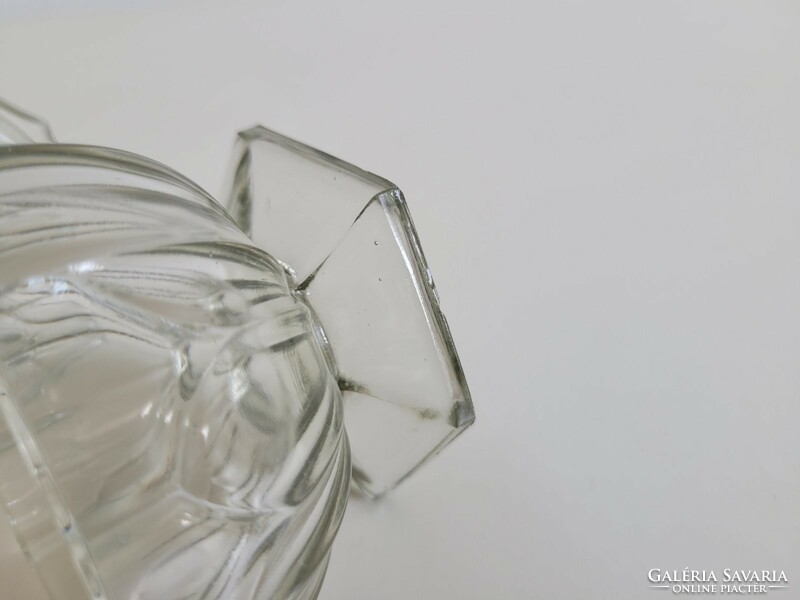 Old glass sugar bowl with lid vintage bonbonier 'b'